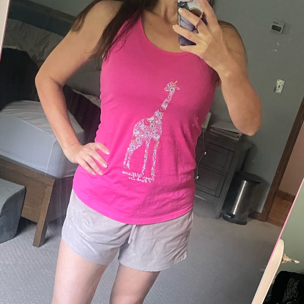 Pink Giraffe Print Women's Tank Top